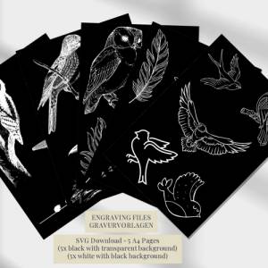 Vögel Gravurvorlagen, Sofort Download, SVG Dateien zum Gravieren und Brandmalen, Vogel Design Bild 1