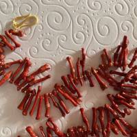Rote Korallenkette mit goldenen Kugeln, Schaumkoralle Ästchen, 62 cm lang, Geschenk für Frauen, Handarbeit aus Bay Bild 5