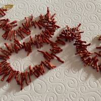 Rote Korallenkette mit goldenen Kugeln, Schaumkoralle Ästchen, 62 cm lang, Geschenk für Frauen, Handarbeit aus Bay Bild 6