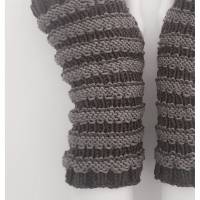 Pulswärmer 100 % Merino-Wolle handgestrickt grau dunkelgrau gestreift  - Damen - Einheitsgröße - Modell 59 Bild 4