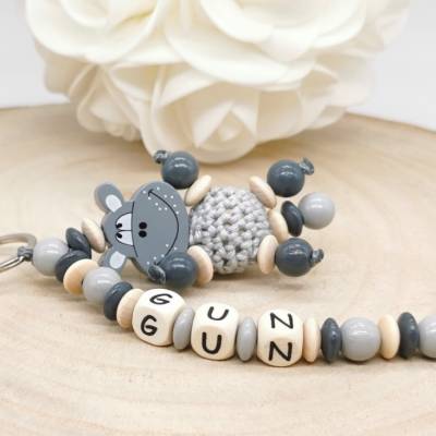 Personalisierter Schlüsselanhänger Hipp Nilpferd Taschenbaumler 