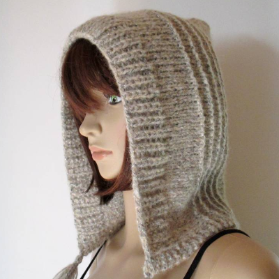 Mütze, Kapuze mit viel Alpaka und dezentem Silberglitzer, Frisur schonend, leicht und warm, Kapuzenmütze