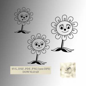 Plotterdatei Sonnenblumen SVG Datei für Cricut, süße Blumen Design  Digital Download für  Bastel- und Plotterprojekte Bild 1