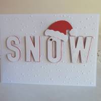 Weihnachtskarte, Klappkarte in weiß/rot mit Nikolausmütze Bild 1