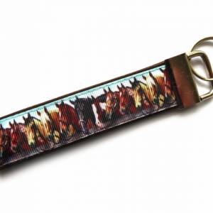 Schlüsselanhänger Pferdeköpfe Schlüsselband Anhänger braun Baumwollstoff Ripsband Bild 1