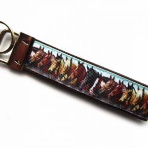Schlüsselanhänger Pferdeköpfe Schlüsselband Anhänger braun Baumwollstoff Ripsband Bild 2