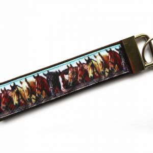 Schlüsselanhänger Pferdeköpfe Schlüsselband Anhänger braun Baumwollstoff Ripsband Bild 3
