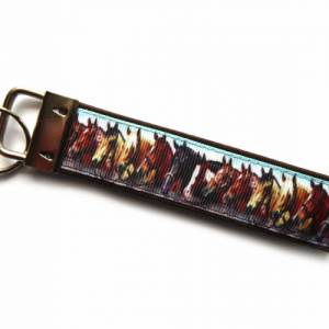 Schlüsselanhänger Pferdeköpfe Schlüsselband Anhänger braun Baumwollstoff Ripsband Bild 4
