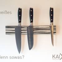 Moderne Messerleiste - magnetisch - aus schwarz-weißem Echtholz Bild 2
