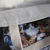 Stofftasche Katzen aus Baumwolle mit vier Henkeln Bild 3