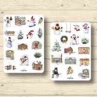 2x Sticker Sheets, Weihnachtsshops, Schneemänner, Aufkleber Planner Stickers, Scrapbook Stickers Bild 1