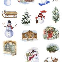 2x Sticker Sheets, Weihnachtsshops, Schneemänner, Aufkleber Planner Stickers, Scrapbook Stickers Bild 2