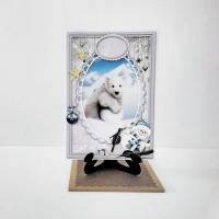 Weihnachtskarte Eisbär und Husky, 2 Stk., mit Kartenständer Tischdeko Bild 3