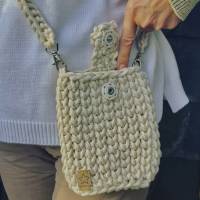Tasche aus Baumwolle Kordel gehäkelt - Handy Tasche Bild 1