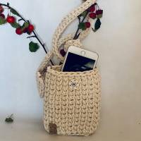 Tasche aus Baumwolle Kordel gehäkelt - Handy Tasche Bild 2