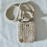 Tasche aus Baumwolle Kordel gehäkelt - Handy Tasche Bild 6