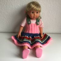 Puppenrock, Trägerrock für Puppen, für Größe ca. 48 cm, handgestrickt,Puppenkleid rosa,blau,grün,hellgelb,rot Bild 1