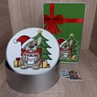 Geschenkbox, Leckerli-Box, Blechdose "Winter, Weihnachten, Keksdose, Plätzchen, Bär" Bild 1
