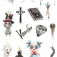 Sticker Sheet, Voodoo Halloween, Aufkleber Planner Stickers, Scrapbook Stickers Bild 2