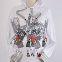 Sweatshirt mit Kapuze | Lustige Hasen Parade in weiß | Bild 1