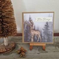 Weihnachtskarte - Hirsch - Bäume - Frohe Feiertage Bild 1