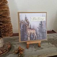 Weihnachtskarte - Hirsch - Bäume - Frohe Feiertage Bild 2