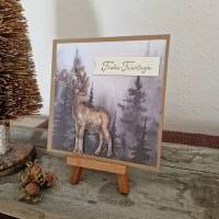 Weihnachtskarte - Hirsch - Bäume - Frohe Feiertage Bild 3