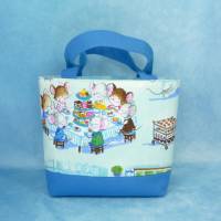 Kindertasche mit Familie Maus im Café | Kindergartentasche | Kita Tasche | Stofftasche Bild 1