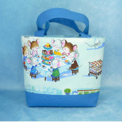Kindertasche mit Familie Maus im Café | Kindergartentasche | Kita Tasche | Stofftasche
