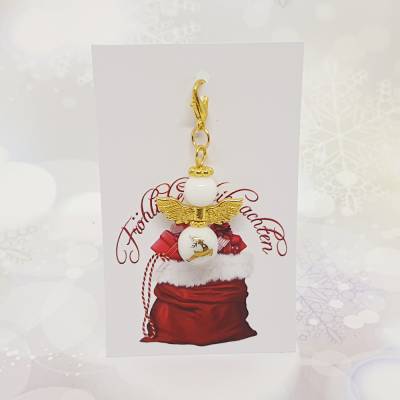 Schutzengel Glasperlen gold Hirsch – handgefertigter Glücksbringer mit Schmuckkarte