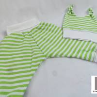 Hose Mütze Babyset Gr. 62/68 weiß grün Streifen Bild 2