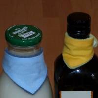 4er Set Tropfenfänger "Flaschen-Halstuch" 2 Größen für Milch- und Ölflaschen, Biobaumwolle, GOTS, Handarbeit Bild 2