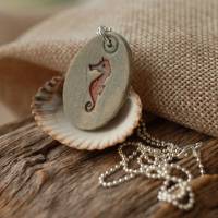 Seepferdchen - Silberkette mit Keramik-Kettenanhänger Bild 3