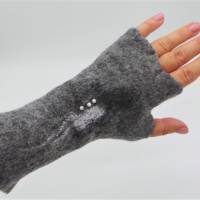 fingerlose Handschuhe für warme Hände, rostbraun aus Wolle und Seide, Armstulpen für den Winter, Stulpen Bild 5