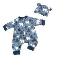 Baby Frühchen Jungen Jumpsuit Einteiler Schlafanzug "Eisbären" ab Gr. 38-40 Geschenk Geburt Stoffauswahl Bild 1