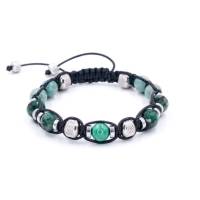 Herren Armband aus Edelsteinen Smaragd Malachit Amazonit und Hämatit mit Knotenverschluss, Makramee Armband, 8 mm Bild 8