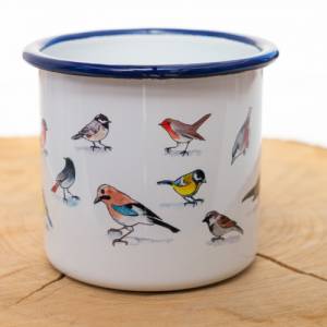 Frühstücks-Emaille-Tasse, Geschenk Tasse mit heimischen Vögeln, Kaffeetasse, Geschenk Bild 4
