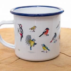 Frühstücks-Emaille-Tasse, Geschenk Tasse mit heimischen Vögeln, Kaffeetasse, Geschenk Bild 5