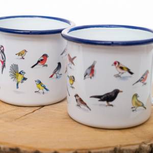 Frühstücks-Emaille-Tasse, Geschenk Tasse mit heimischen Vögeln, Kaffeetasse, Geschenk Bild 6