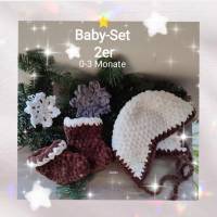 Baby-2er-Set, Mütze & Stiefel, 0-3 Monate Bild 1