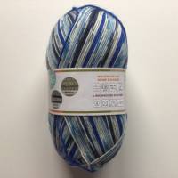 Sockenwolle mit Muster, 100g, 4-fädig, Strumpfwolle 4-fach, verschiedene Blautöne, natur Bild 2