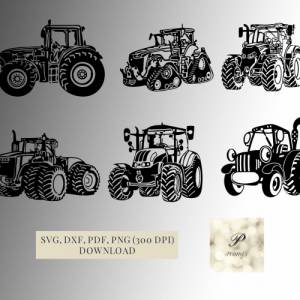 Plotterdatei Traktor Set SVG Datei für Cricut | 6 Traktor Bauernhof Designs | Digitaler Download Bild 1