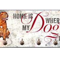 Hundegarderobe HOME IS WHERE MY DOG IS mit Bordeaux Dogge Bild 1