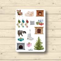 Sticker Sheet, gemütliche Weihnachten mit Kaminen, Aufkleber Planner Stickers, Scrapbook Stickers Bild 1