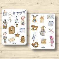 2x Sticker Sheet, skandinavische Weihnachten, Aufkleber Planner Stickers, Scrapbook Stickers Bild 1