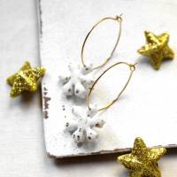 Ohrringe Schneeflocken • Creolen Polymer Clay | Ohrschmuck | Weihnachten Bild 3