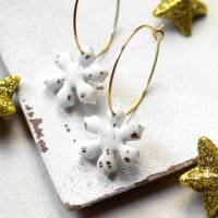 Ohrringe Schneeflocken • Creolen Polymer Clay | Ohrschmuck | Weihnachten Bild 4