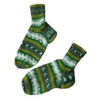 handgestrickte Socken für Erwachsene, Größe 37 - olive grün weiß gestreift Bild 1