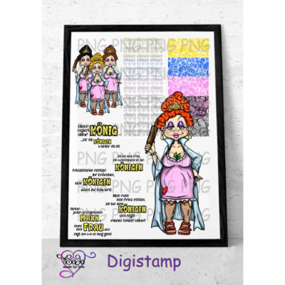 Digistamp "Königin Charlotte"  PNG inkl. Sayings und Digipapier
