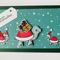 Weihnachtskartemit Schildkröten Handgefertigt Stampin’Up Unikat Bild 2